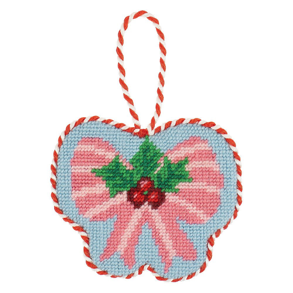 Christmas Bow Ornament | Half Stitch Tapestry Decoration Kit | 14.5cm Wide