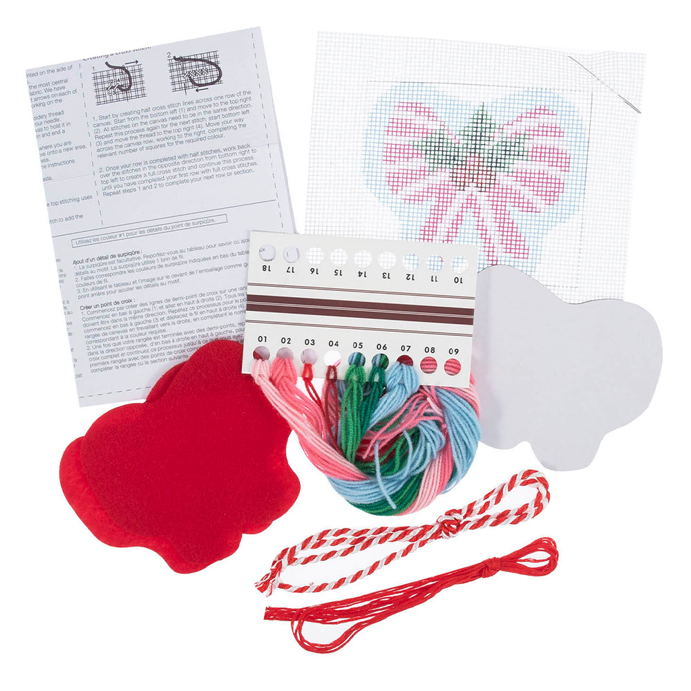Christmas Bow Ornament | Half Stitch Tapestry Decoration Kit | 14.5cm Wide