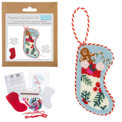 Christmas Stocking Ornament | Half Stitch Tapestry Decoration Kit | 19cm