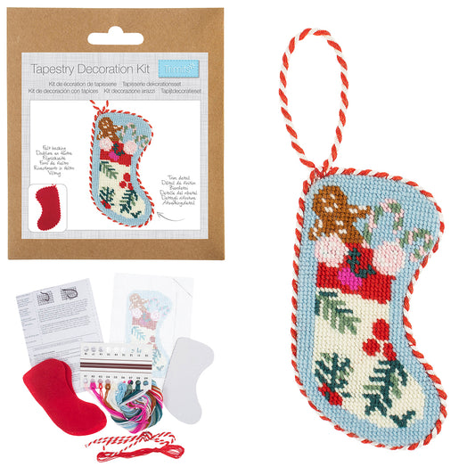 Christmas Stocking Ornament | Half Stitch Tapestry Decoration Kit | 19cm