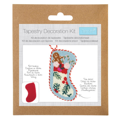 Christmas Stocking Ornament | Half Stitch Tapestry Decoration Kit | 19cm