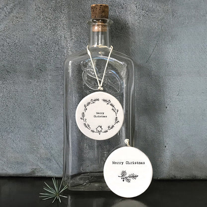 Merry Christmas | Flat Porcelain Christmas Ornament Hanger| Cracker Filler