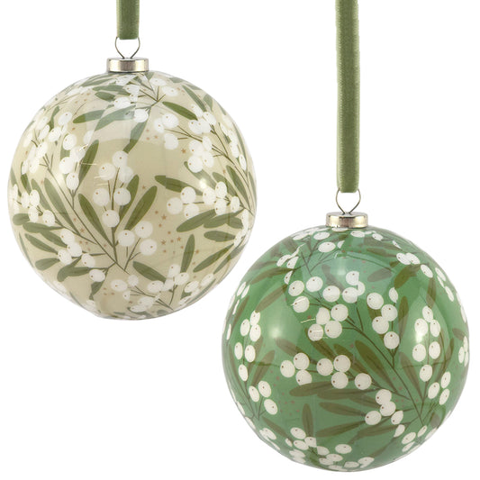 Mistletoe Berries Duo | Christmas Tree Lightweight Baubles | Gisela Graham