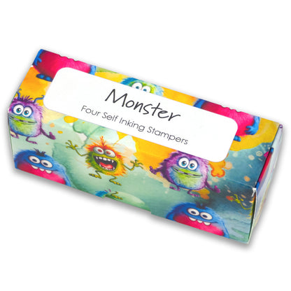 Monster | 4 Self Inking Stampers for Kids | Cracker Filler | Party Bag Gift