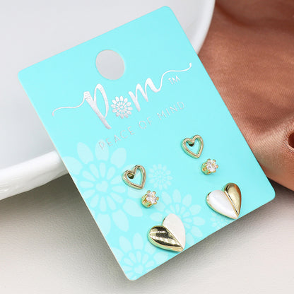 Hearts & Crystal Stud Earring Trio | Mini Gift | Cracker Filler