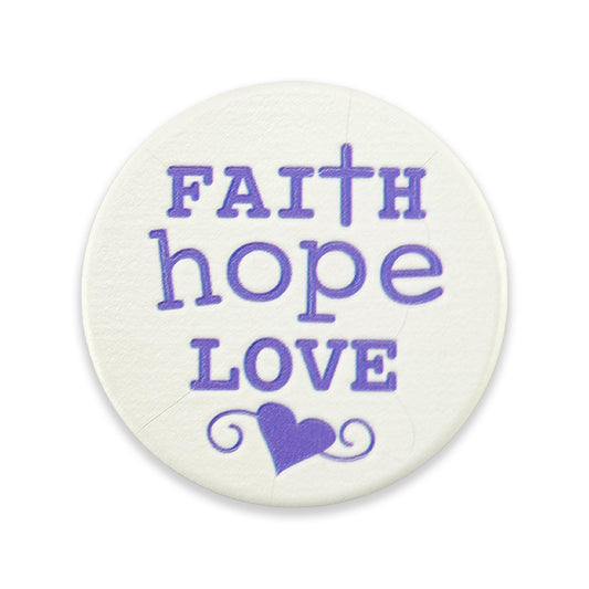 Faith Hope Love | Porcelain Pocket Token | Christian Faith | Cracker Filler