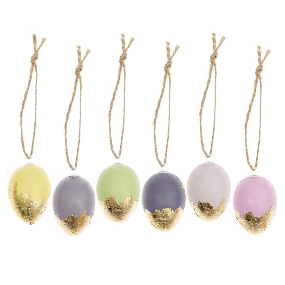 Pastel & Gold Foil Mix | 4cm Hanging Easter Egg Ornaments | Pack of 6