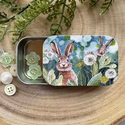 Dandelion Bunny Rabbits  | Little Slide Shut Tin to Fill | Cracker Filler Gift