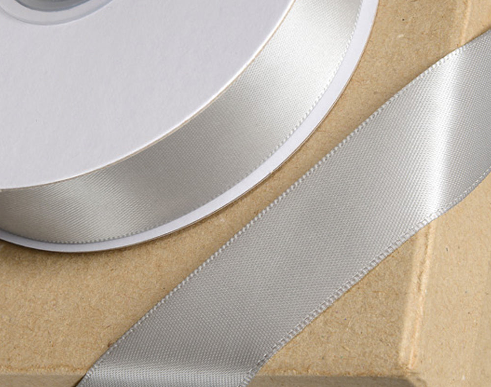 25m Silver 23mm Wide Satin Ribbon for Crafts