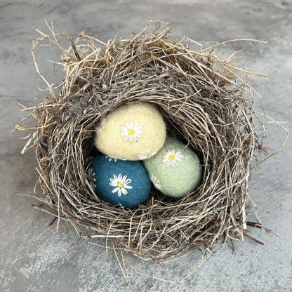 Felt & Embroidered Daisy Egg Ornament | Hanging Easter Tree Decoration
