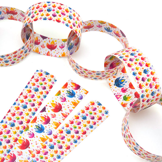 30 Reusable Paper Chains | Bright Diwali Candles | No Glue Needed | 2.5m