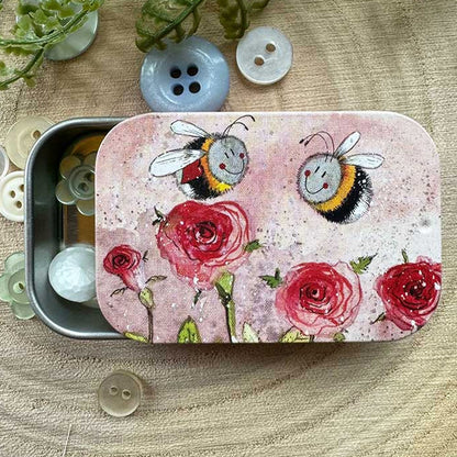 Happy Bees | Little Slide Shut Tin to Fill | Mini Gift | Cracker Filler