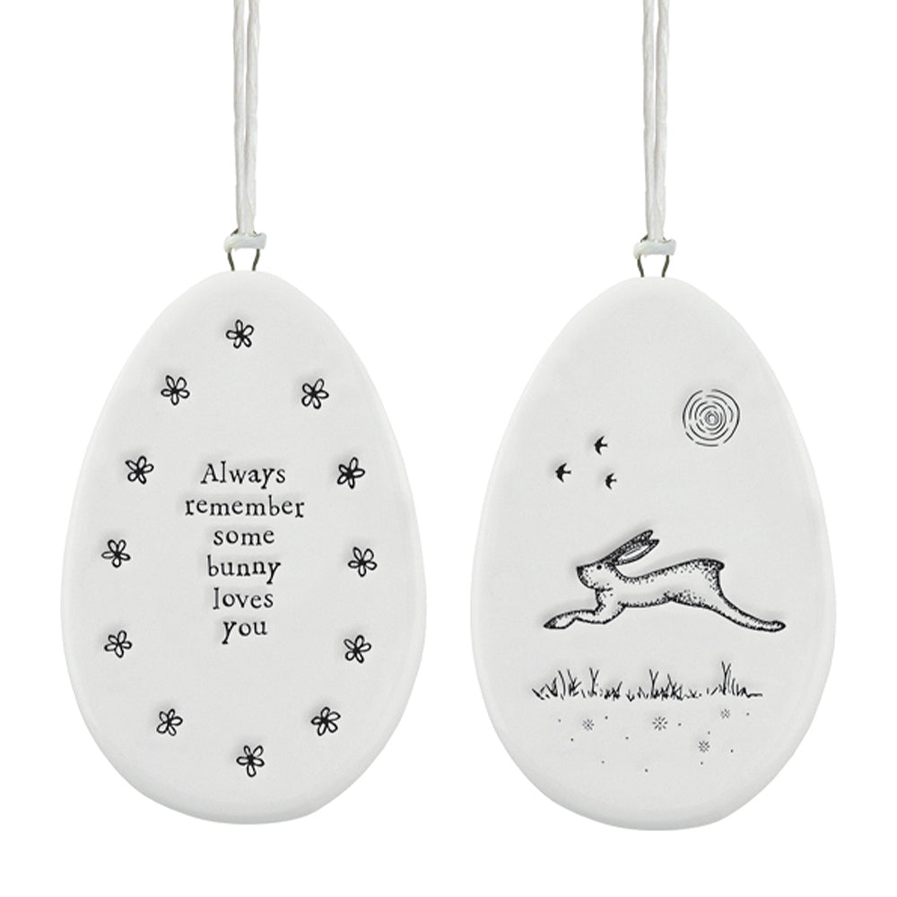 Some Bunny Loves You | Flat Porcelain Egg Ornament Hanger | Cracker Filler