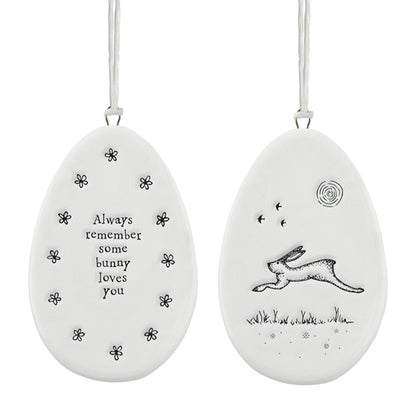 Some Bunny Loves You | Flat Porcelain Egg Ornament Hanger | Cracker Filler