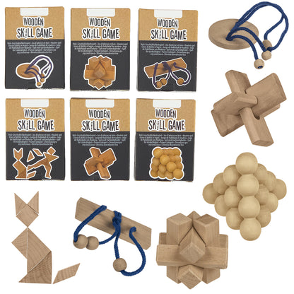 Mini 3D Wooden Skill Game | Single or Set of 6 | Little Gift | Cracker Filler