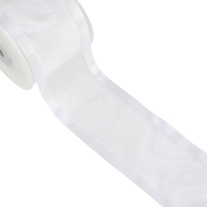 White Wedding | Satin Edged Organza Ribbon | 15, 25, 40 or 70mm Wide | 25m Reel