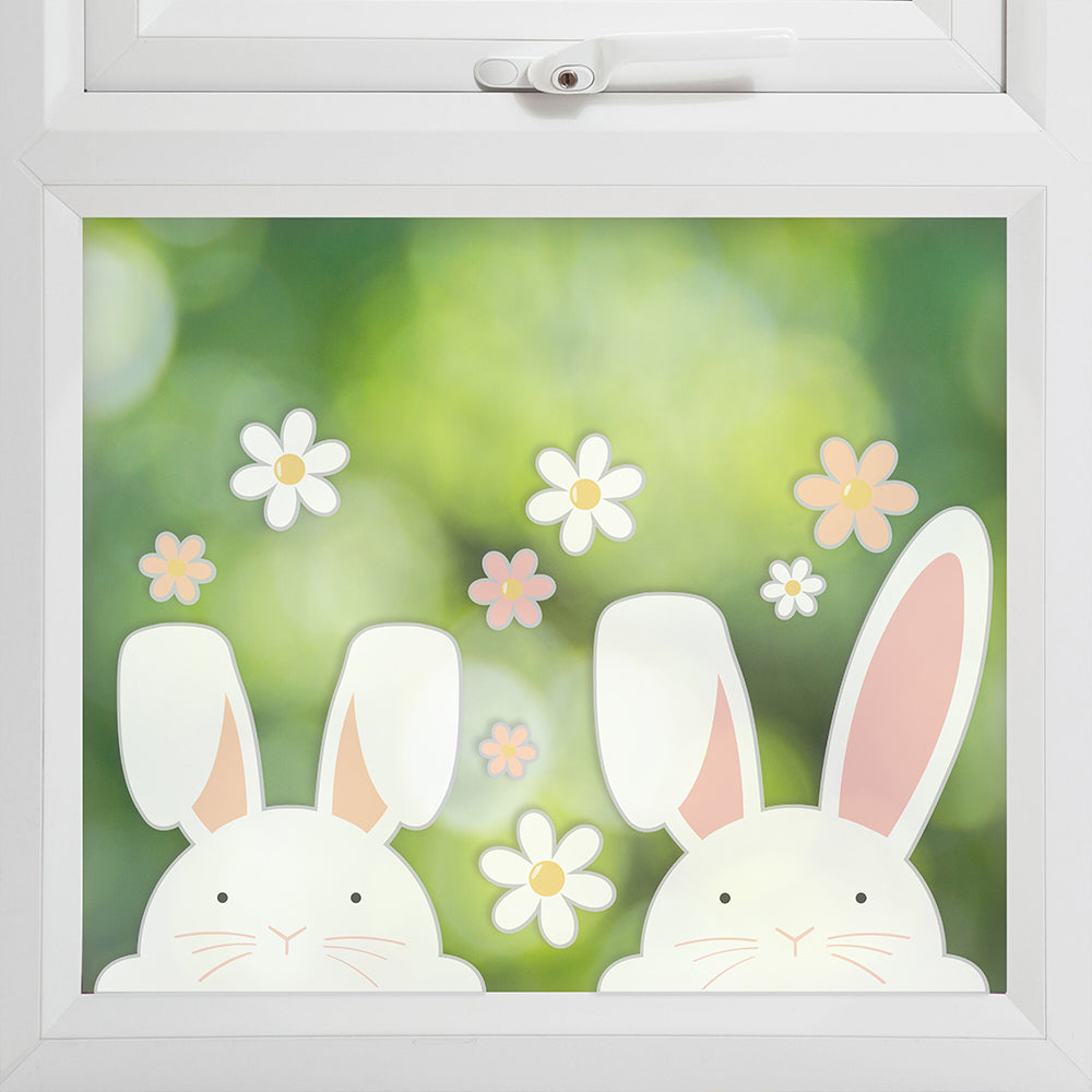 Pastel Daisy & Easter Bunny Window Stickers | Easter Home & Party Décor