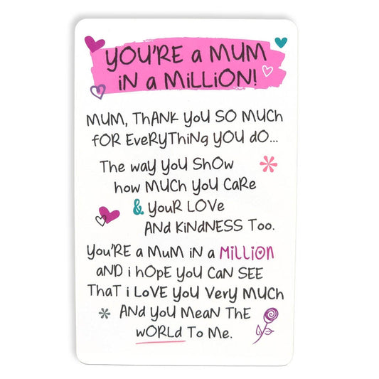 Mum in a Million | Mini Keepsake Card With Verse | Little Gift | Cracker Filler