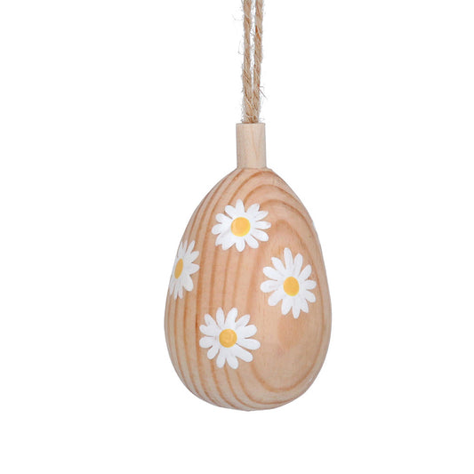 Single 5cm Daisy Flowers Wooden Egg Bauble - Easter Trees | Gisela Graham