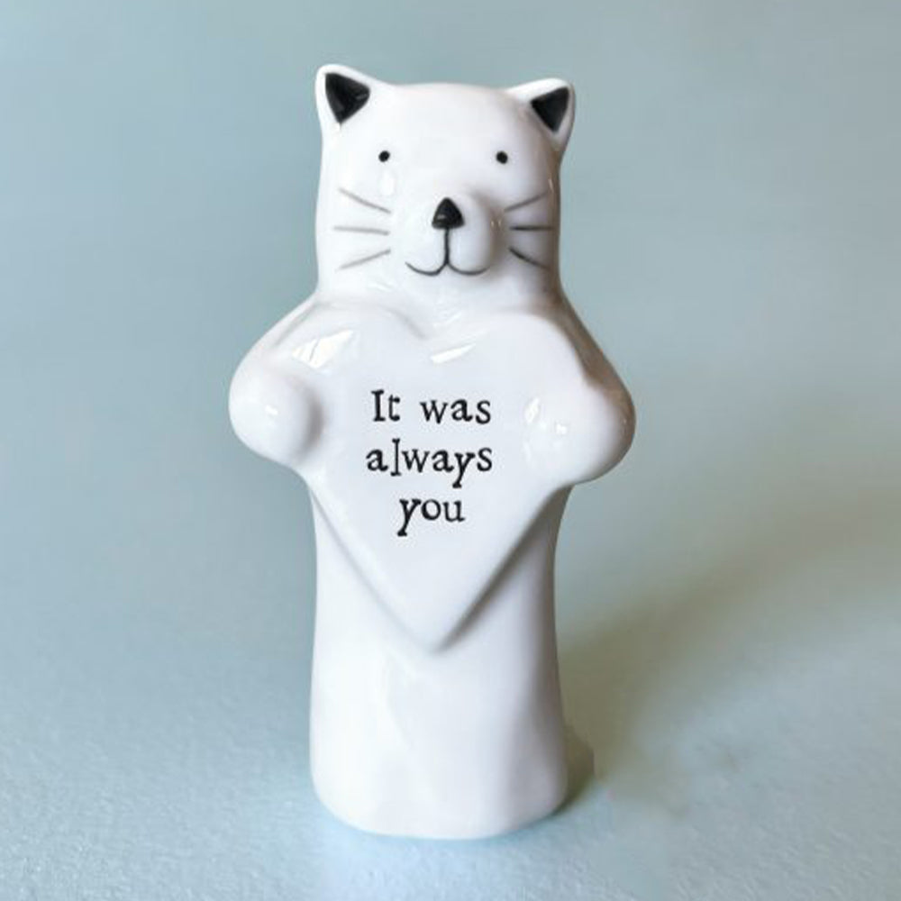 It Was Always You | Porcelain Cat & Heart | Little Gift | Cracker Filler