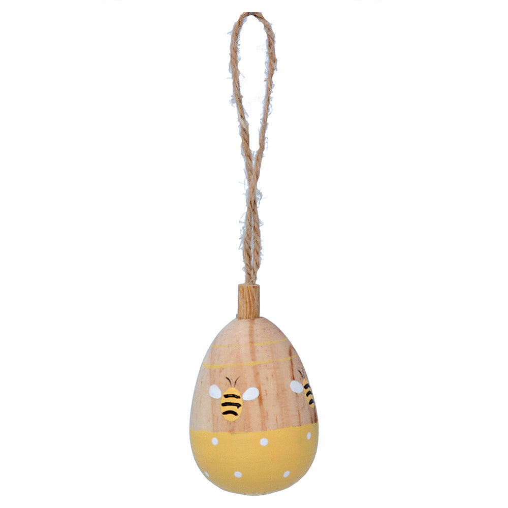 Single 5cm Bumble Bee Wooden Egg Bauble for Easter Trees | Gisela Graham