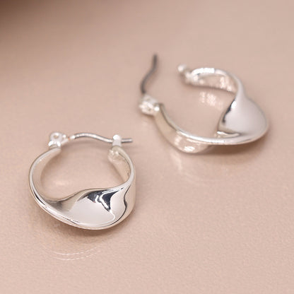 Smooth Twisted Hoop Earrings | Silver Plated | Mini Gift | Cracker Filler