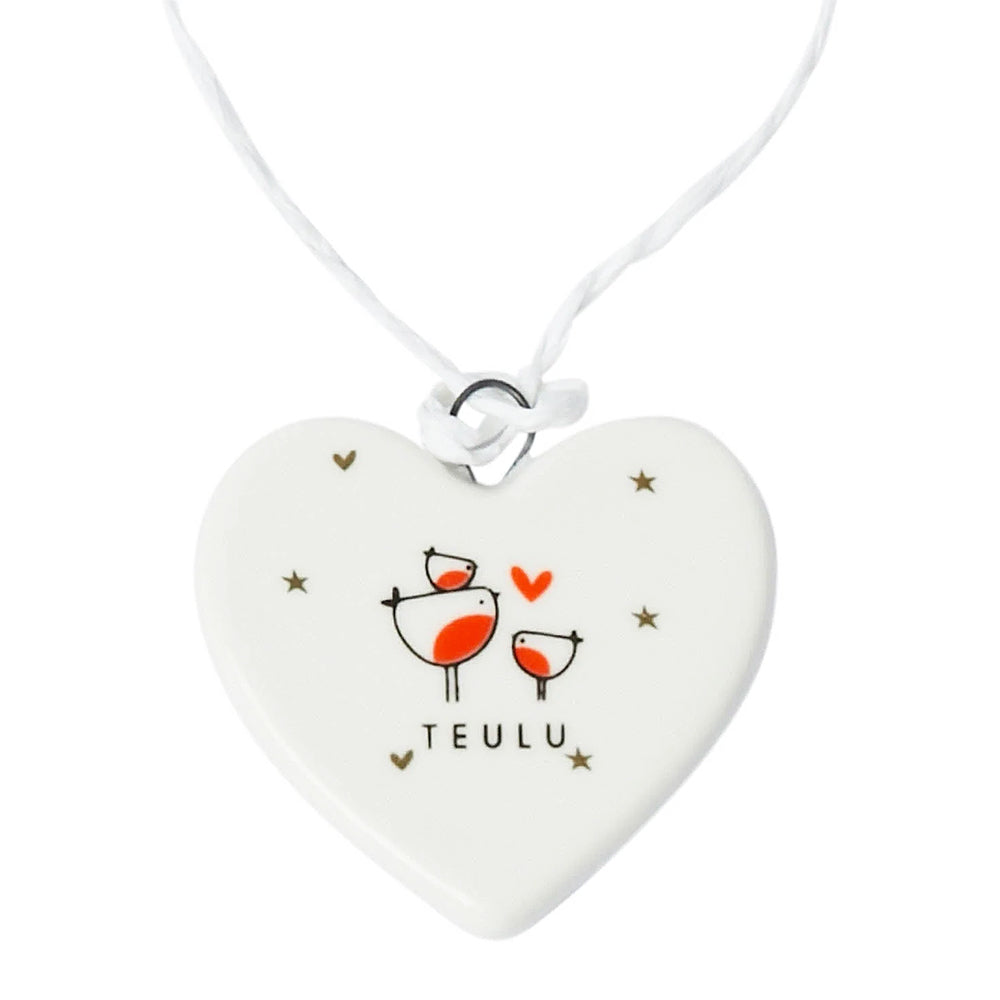 Teulu  | Mini Welsh Worded Hanging Porcelain Decoration | Cracker Filler