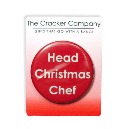 Head Christmas Chef | 38mm Button Pin Badge | Little Gift | Cracker Filler