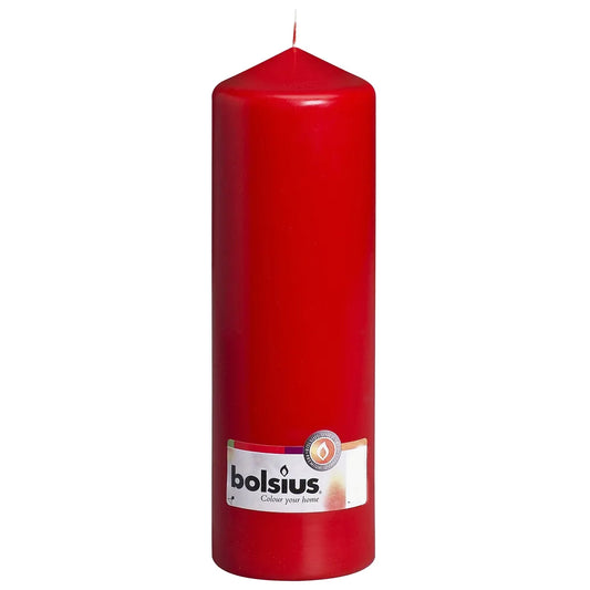 25cm x 8cm Red Single Pillar Candle for Christmas, Weddings & Home Decor