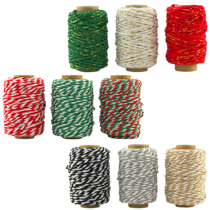 Bakers Twine Trio | 2mm Wide | 25m Reels | Gift Wrap & Cracker Tying