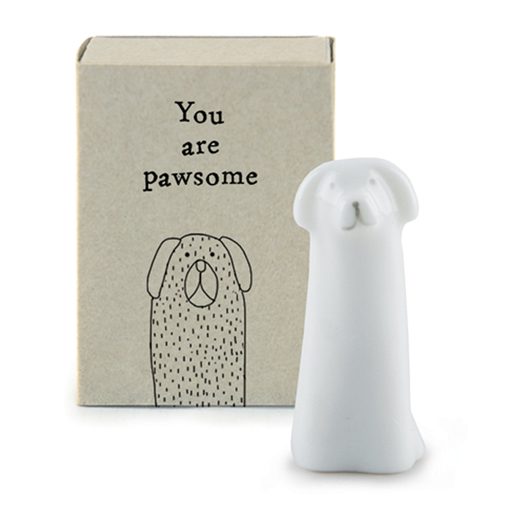 You are Pawsome | Ceramic Dog in a Matchbox | Cracker Filler | Mini Gift