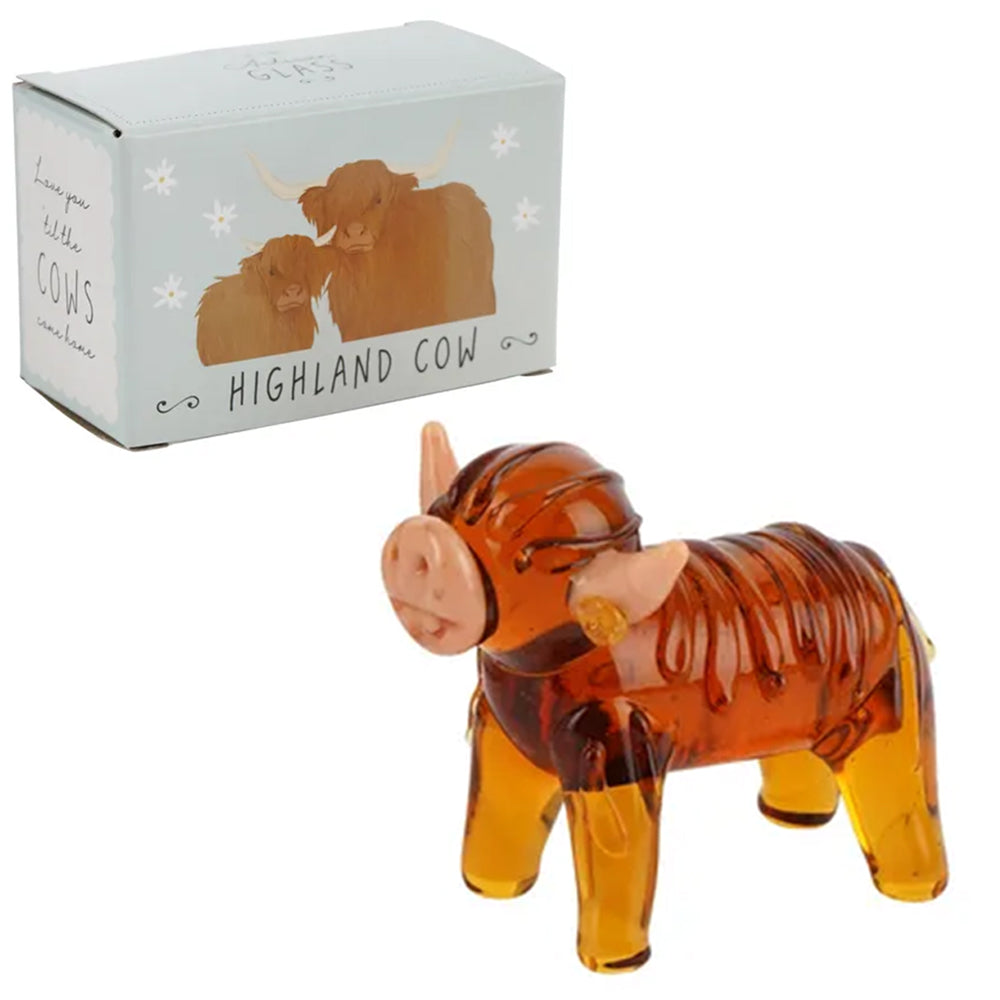 Gorgeous Mini Glass Highland Cow Ornament | Cracker Filler | Mini Gift