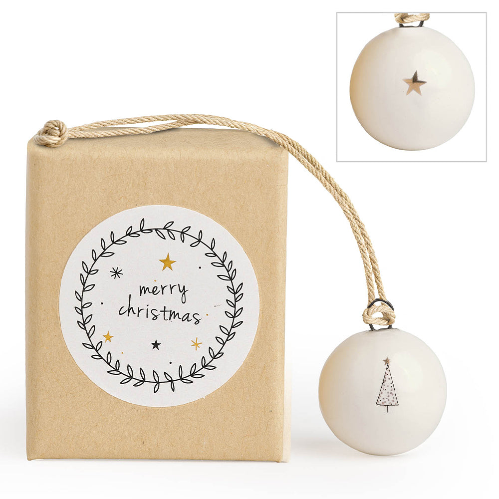 Merry Christmas | Tiny Boxed Ceramic Bauble | Cracker Filler | Little Gift