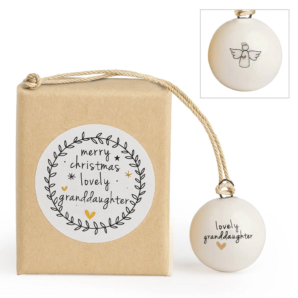 Merry Christmas Lovely Granddaughter | Tiny Ceramic Bauble | Cracker Filler