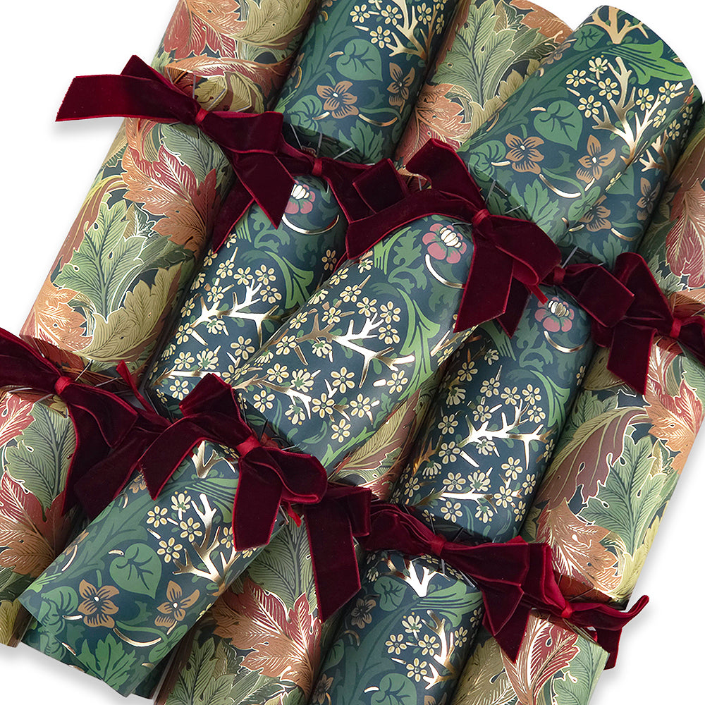 William Morris | Green & Gold | 6 Luxury Christmas Crackers | Premium Gifts
