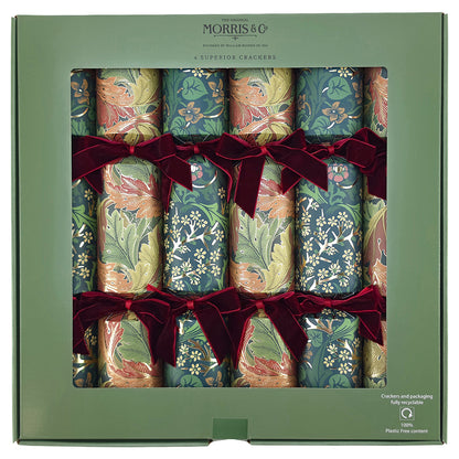 William Morris | Green & Gold | 6 Luxury Christmas Crackers | Premium Gifts