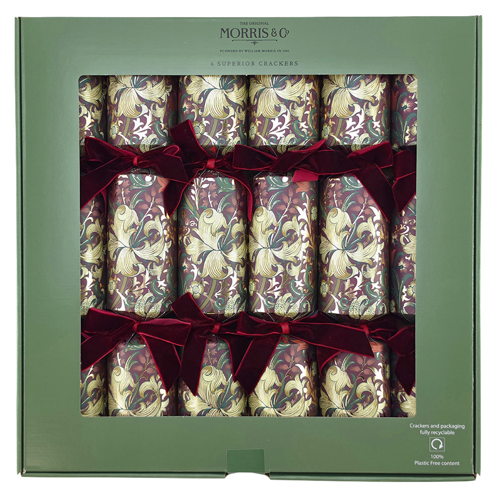 William Morris | Red & Gold | 6 Luxury Christmas Crackers | Premium Gifts