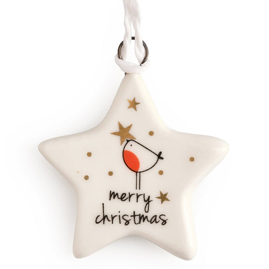 Merry Christmas | Hanging Porcelain Decoration | Cracker Filler