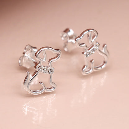 Sterling Silver Puppy Dog Crystal Stud Earrings | Mini Gift | Cracker Filler