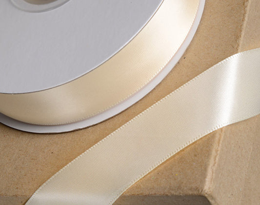 25m Cream 15mm Wide Satin Ribbon for Crafts