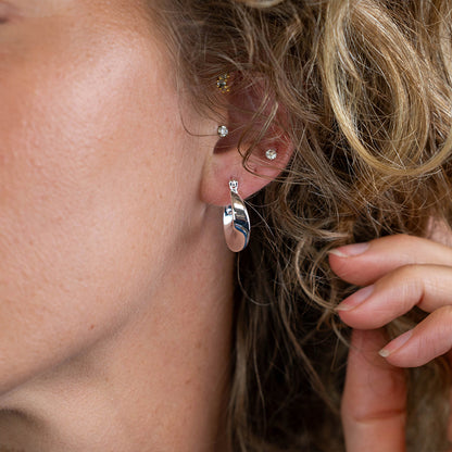 Smooth Twisted Hoop Earrings | Silver Plated | Mini Gift | Cracker Filler