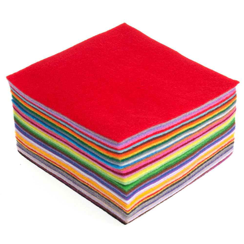 42 Piece Assorted Felt Pack | 15 x 15cm | Sewing & Craft Felt