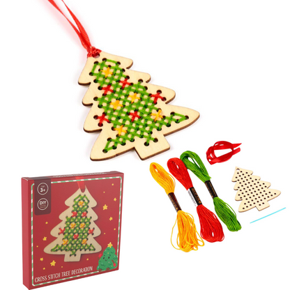 Kids Cross Stitch Christmas Tree Ornament | Complete Sewing Craft Kit