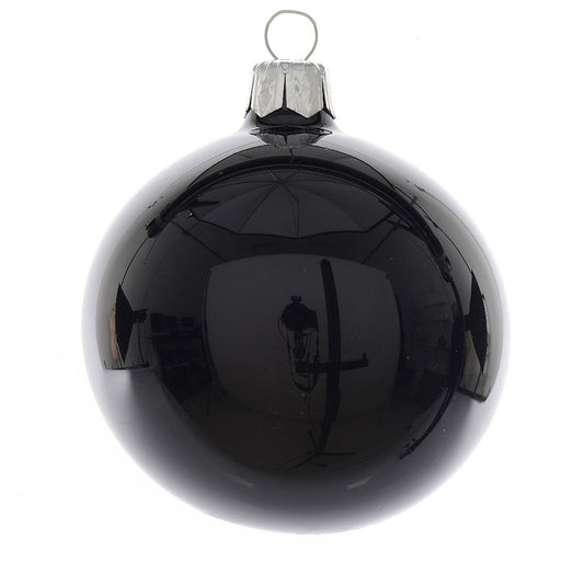 6cm Gloss Black Glass Christmas Baubles | 6 Pack | Tree Decorations | Best Quality