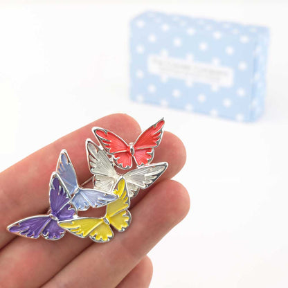 Large Butterfly Kaleidoscope | Silver Plated Brooch | Little Cracker Filler Gift