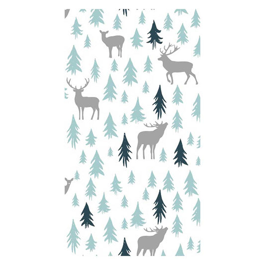 Silver Christmas Deer | Slim Folded Paper Napkins | 33cm x 40cm | 15 Pack