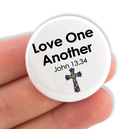 Love One Another | John 13:34 | 38mm Pin Badge | Cracker Filler