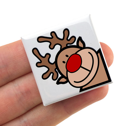 Father Christmas, Snowman or Rudolph | 38mm Square Pin Badge | Cracker Filler