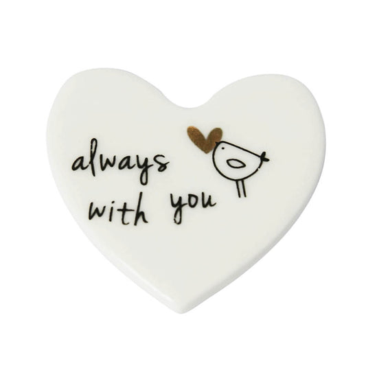 Always With You | Mini Porcelain Heart Token | Little Gift | Cracker Filler