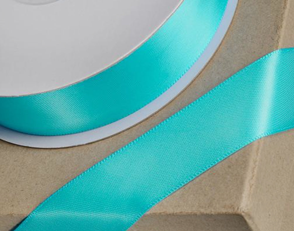 25m Aqua Blue 23mm Wide Satin Ribbon for Crafts